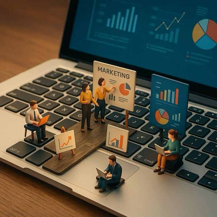 Digital marketing analytics showing performance and growth trends